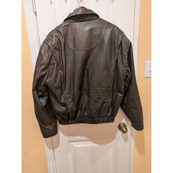 VTG Boulder Ridge Mens L Black Leather Jacket Bomber - Picture 15 of 16